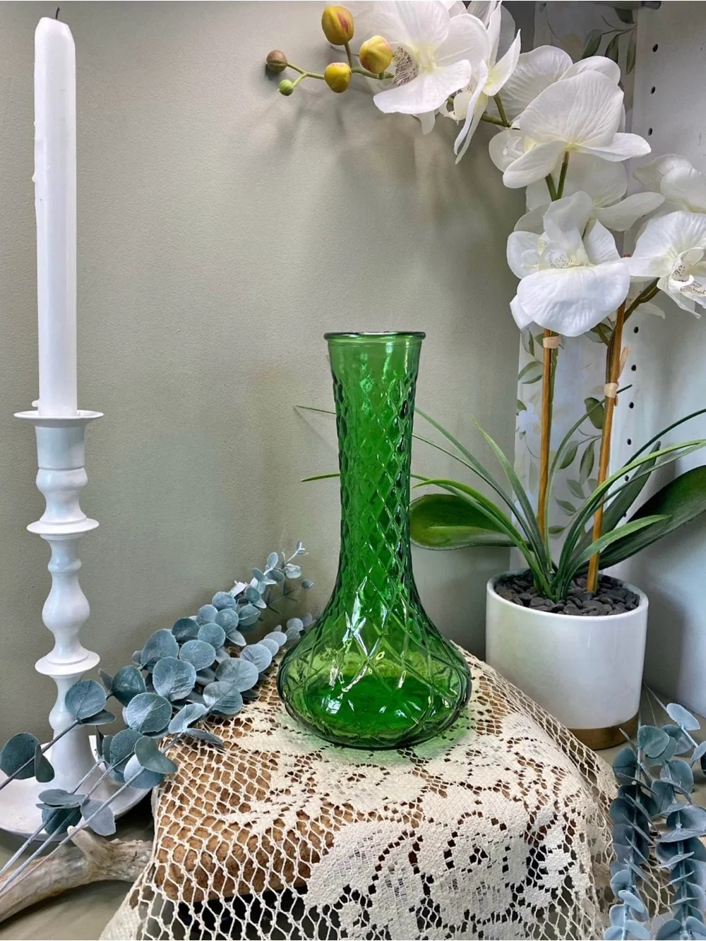 💚 Vintage Hoosier Glass Emerald Green Bud Vase 💚
